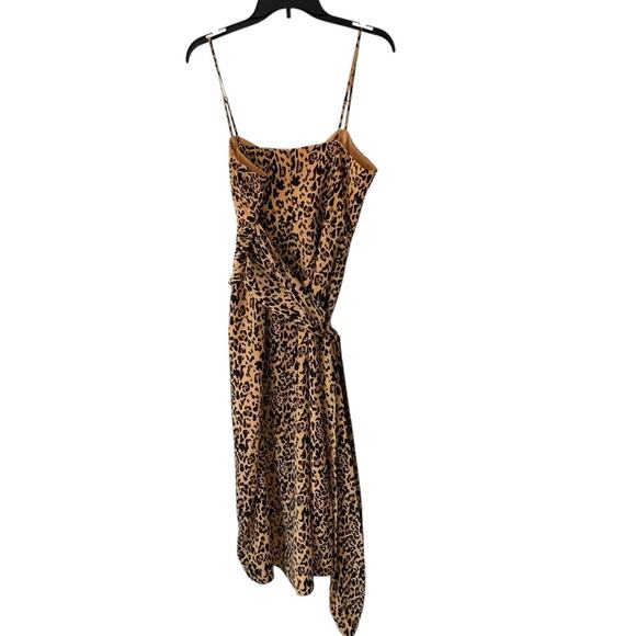 J. Crew NWOTS Silk Leopard Bow Waist Midi Dress size 10 Cheetah Animal Print - Picture 11 of 13
